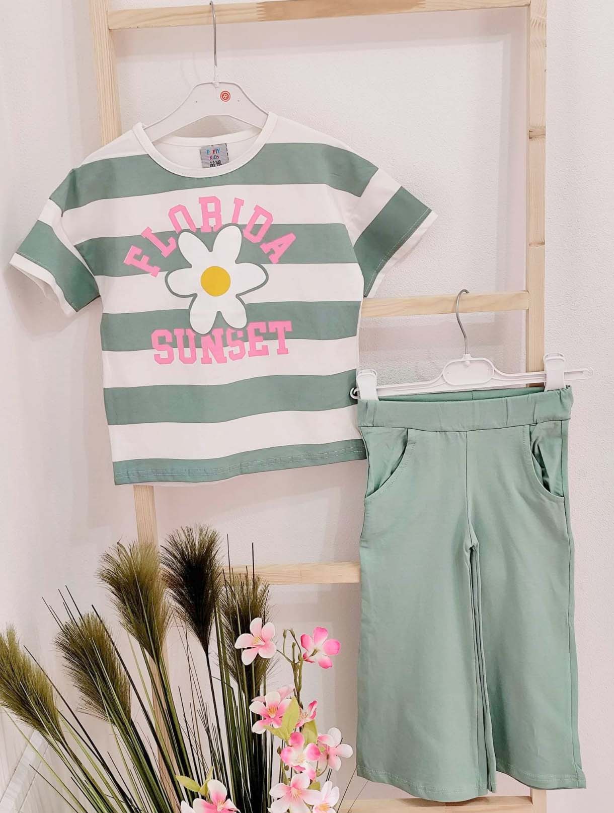 Komplet bluzka oversize bawełna, spodnie kuloty z kieszeniami