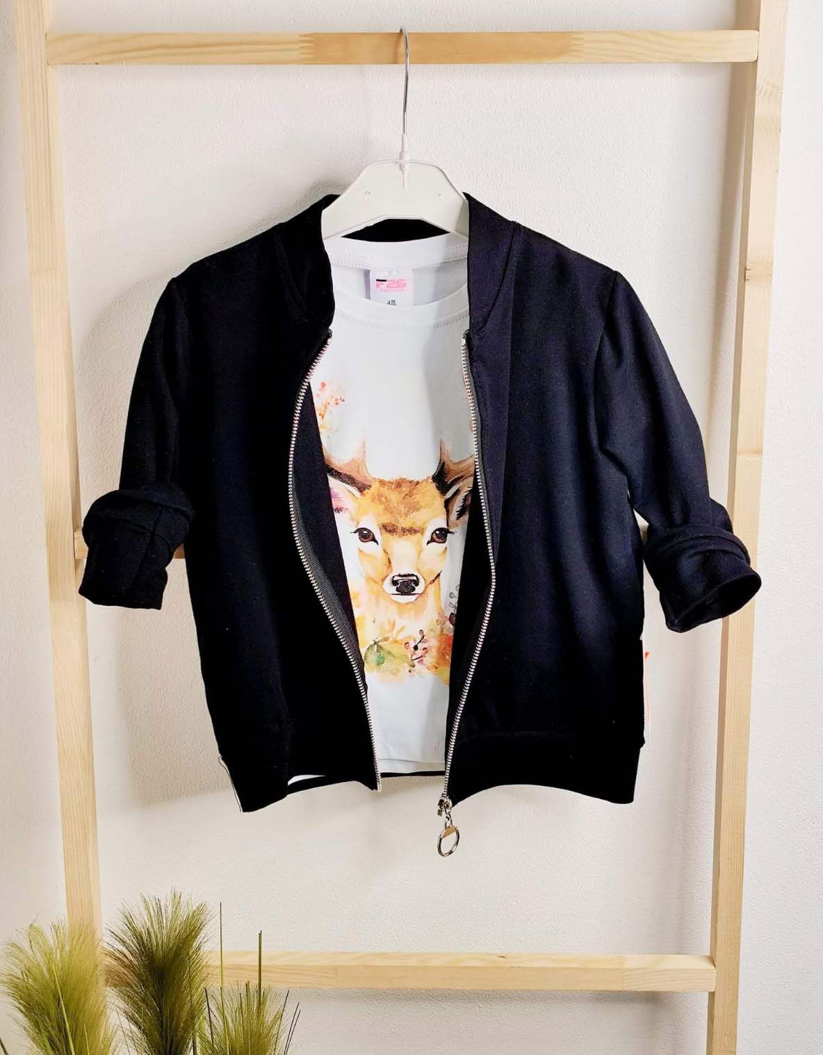 Bluza dla dziewczynki na stójce na zamek z laleczka bawełna