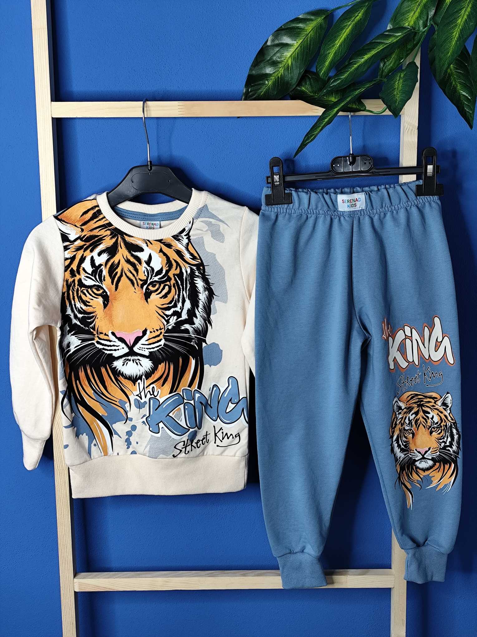 Komplet dla chłopca z aplikacją tygrysa.